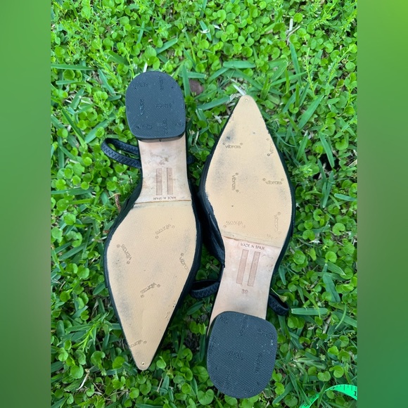 Miista black leather heeled slingback pointed shoes Size 8.5 - Picture 5 of 6